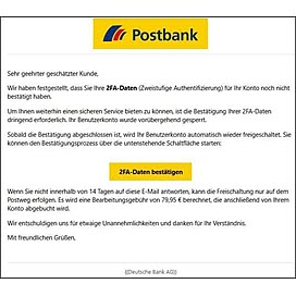 Abbildung einer Phishing-E-Mail